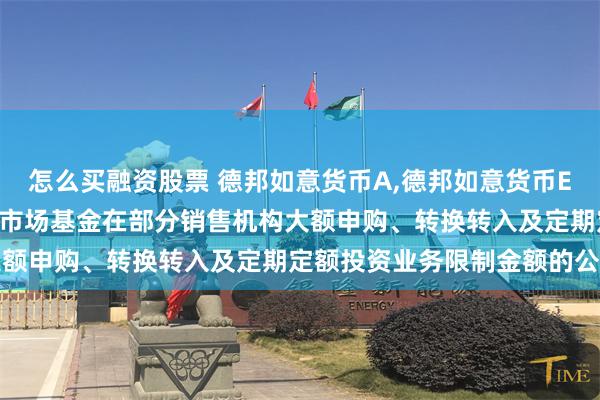 怎么买融资股票 德邦如意货币A,德邦如意货币E: 关于调整德邦如意货币市场基金在部分销售机构大额申购、转换转入及定期定额投资业务限制金额的公告
