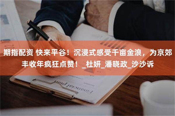 期指配资 快来平谷！沉浸式感受千亩金浪，为京郊丰收年疯狂点赞！_杜妍_潘晓政_沙沙诉