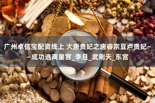 广州卓信宝配资线上 大唐贵妃之唐睿宗豆卢贵妃——成功逃离皇宫_李旦_武则天_东宫