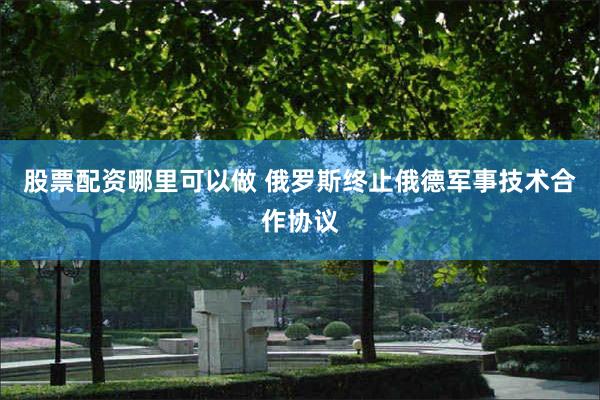 股票配资哪里可以做 俄罗斯终止俄德军事技术合作协议