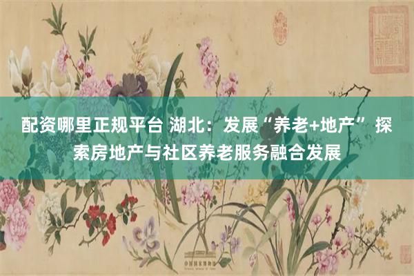 配资哪里正规平台 湖北：发展“养老+地产” 探索房地产与社区养老服务融合发展